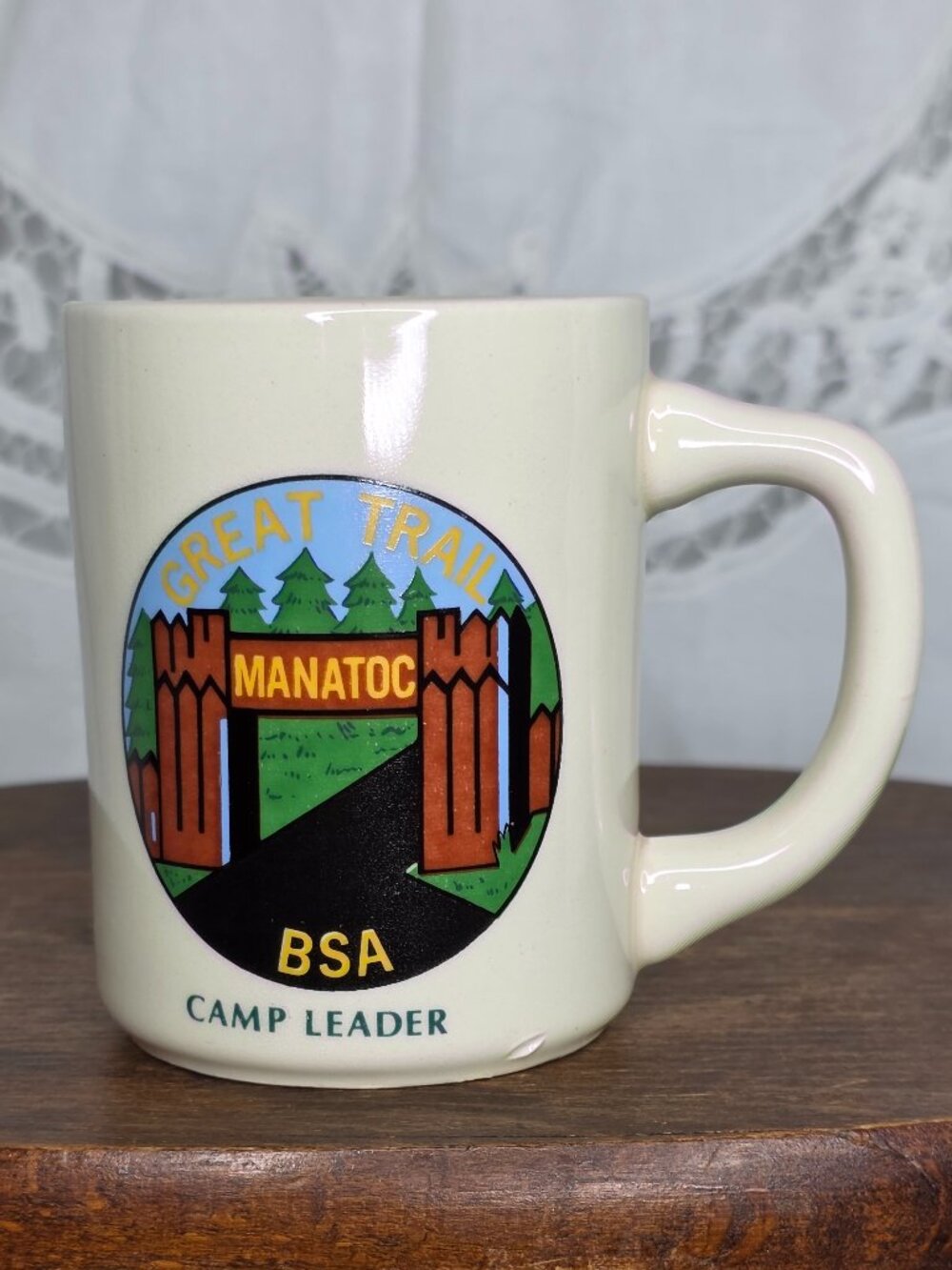 Boy Scouts Great Trail Manatoc Camp Leader Mug 8ozs Cuyahoga Valley Ohio 1973